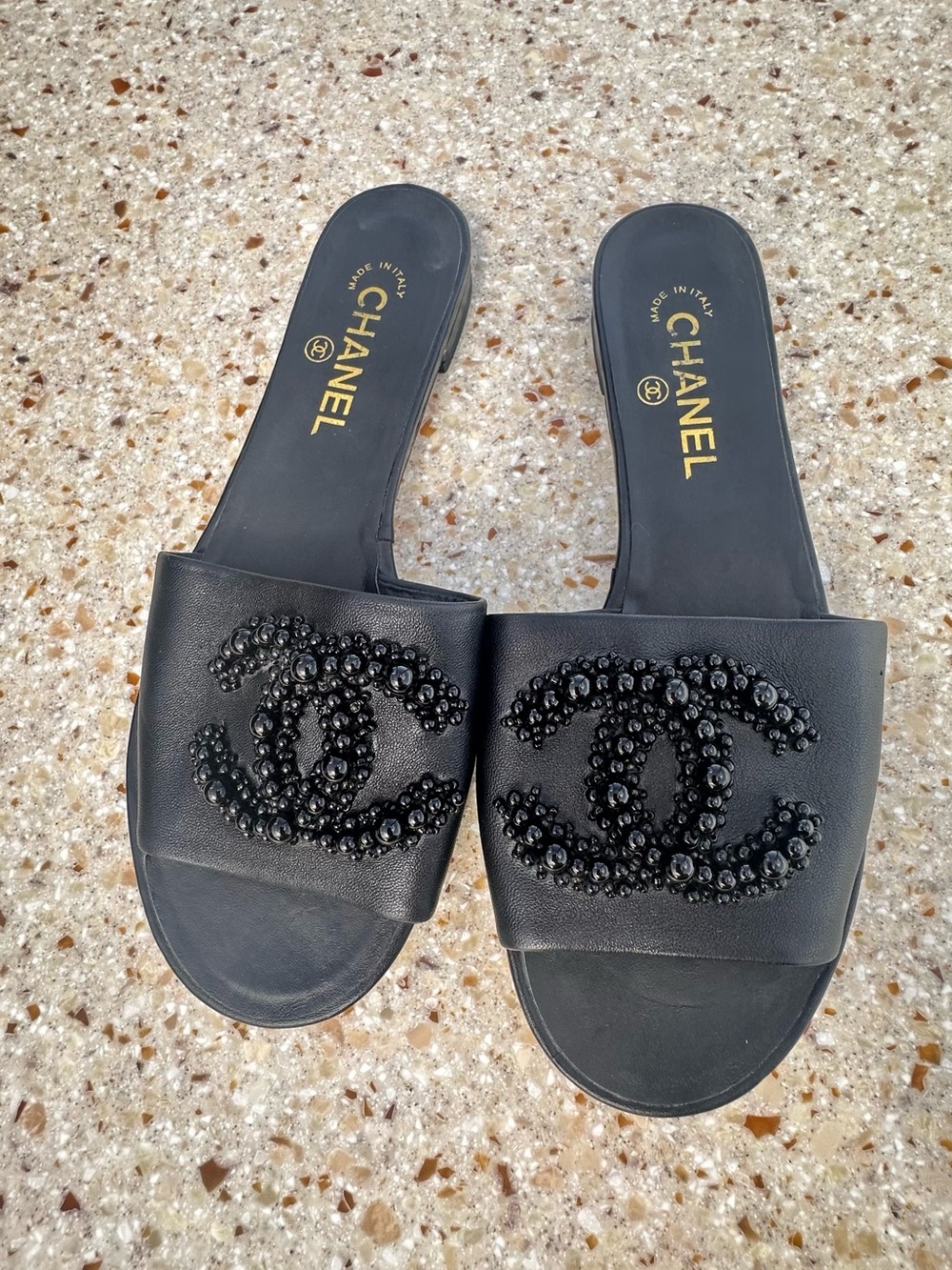 Chanel Embellished CC Mule Sandals. US size range is 10 to 10.5 EU Sz 41C - Picture 1 of 11